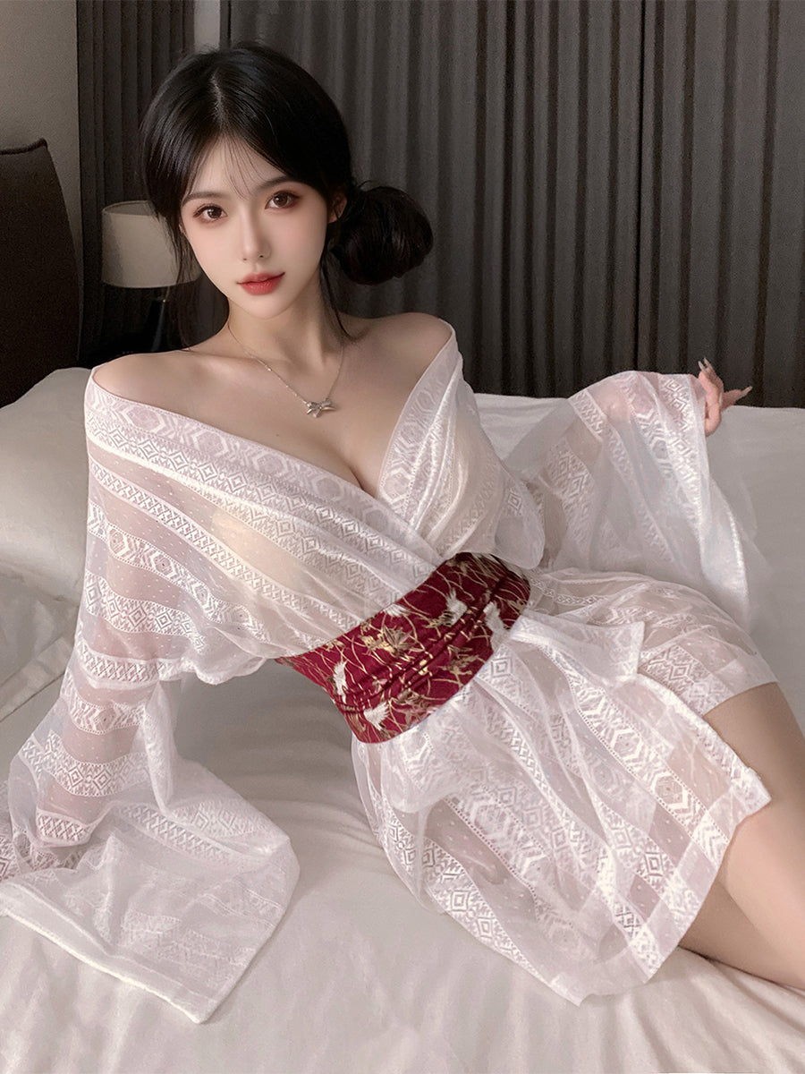 Sexy Sheer Kimono Lingerie Set