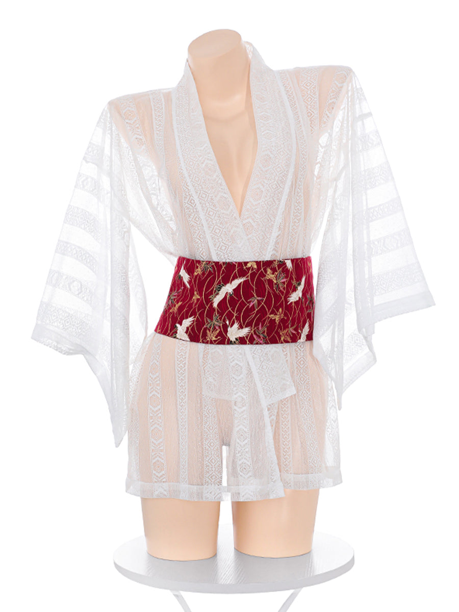 Sexy Sheer Kimono Lingerie Set