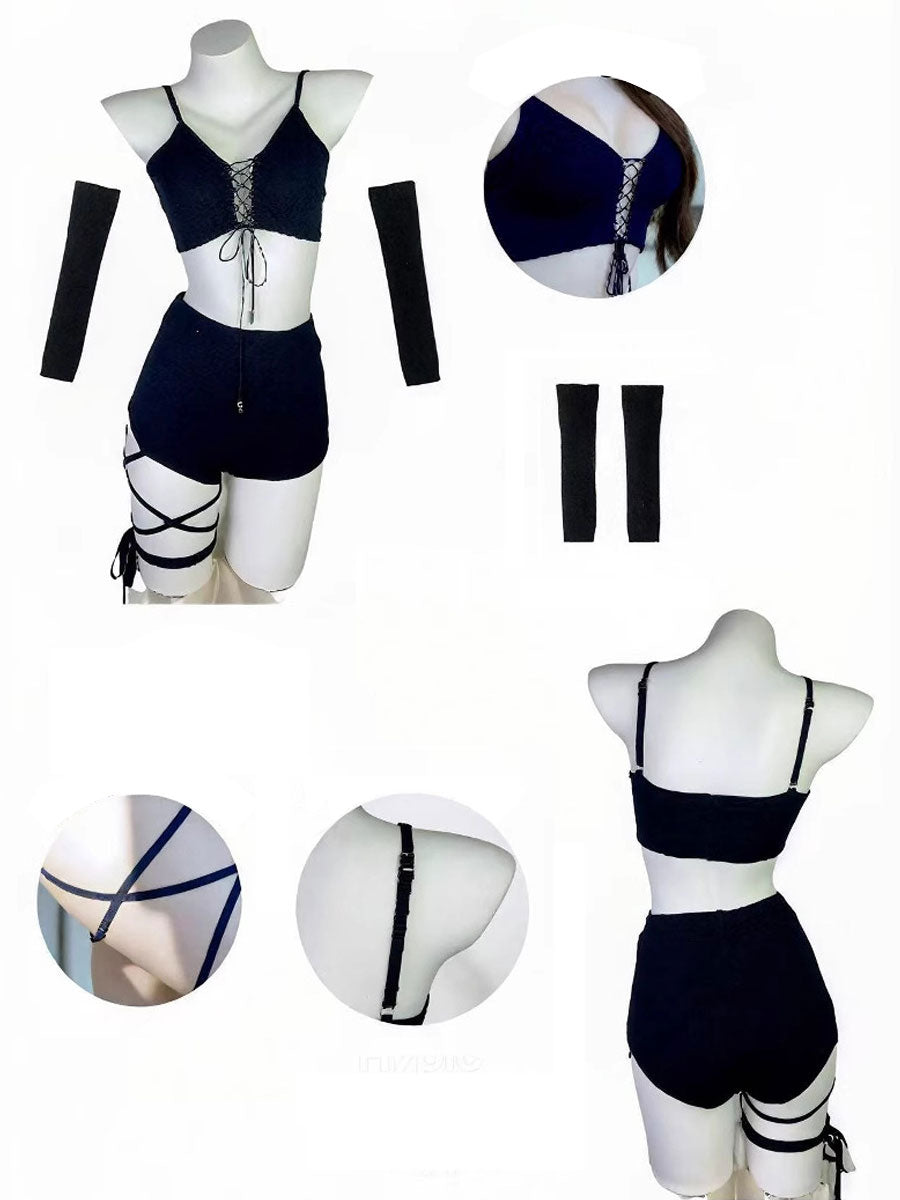 Gothic Two-Piece Rib Knit Outfit