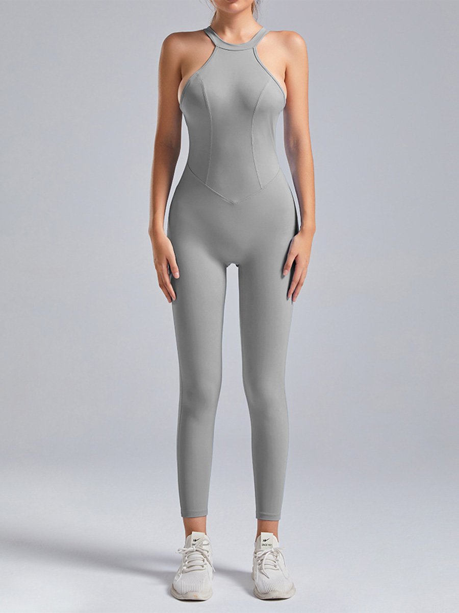 Open Back Sleeveless Activewear Jumpsuit