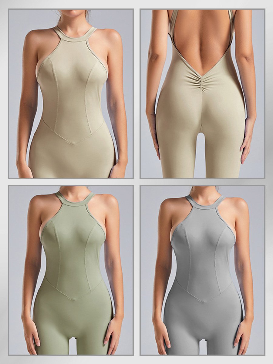 Open Back Sleeveless Activewear Jumpsuit