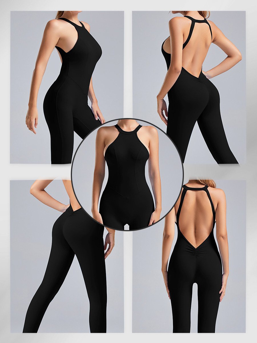 Open Back Sleeveless Activewear Jumpsuit
