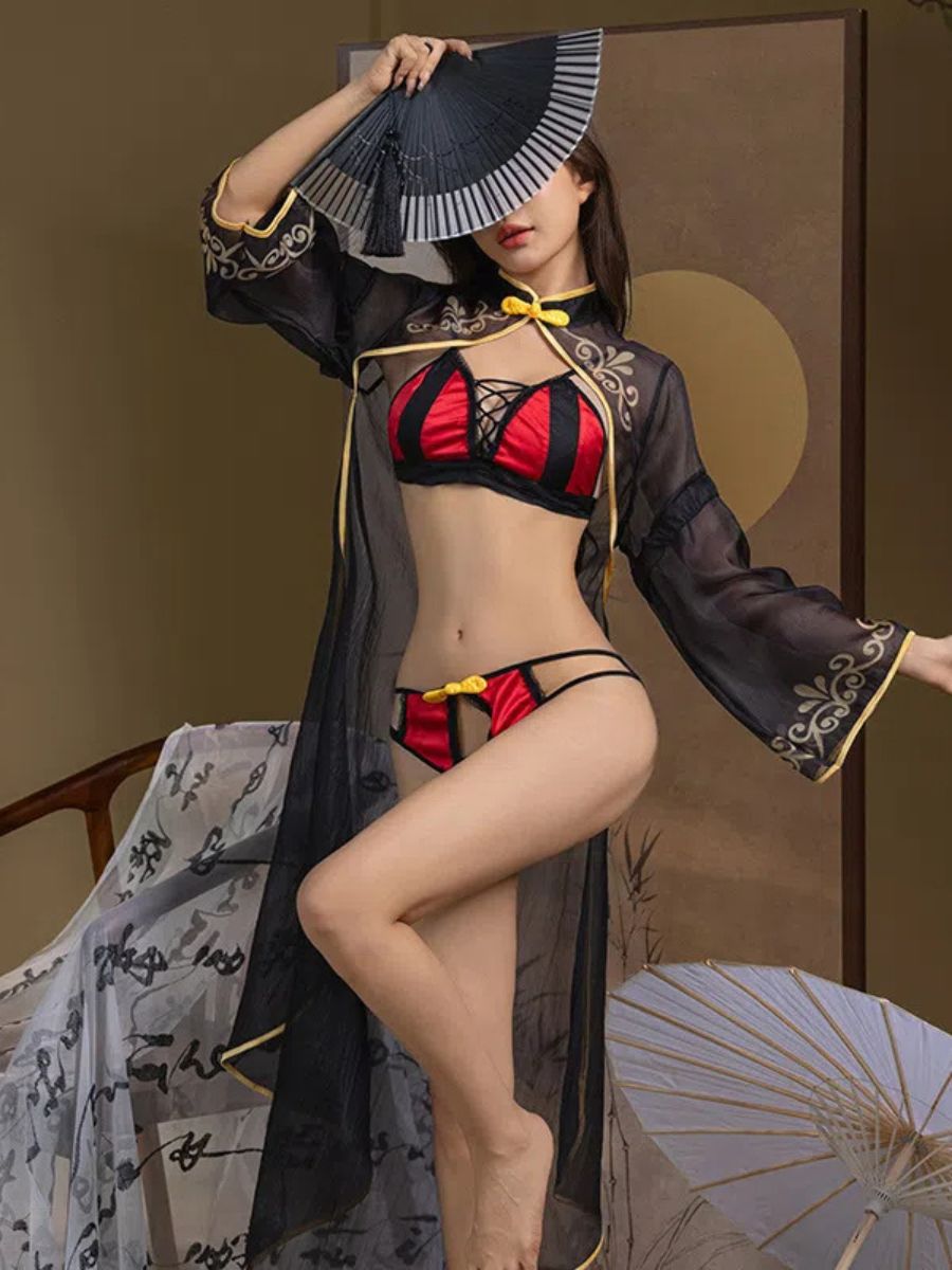 3-Piece Chinese Style Cosplay Lingerie
