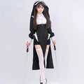 Sultry Nun Costume Habit Nun Halloween Cosplay Outfit Black Adult Fancy Dress Costume