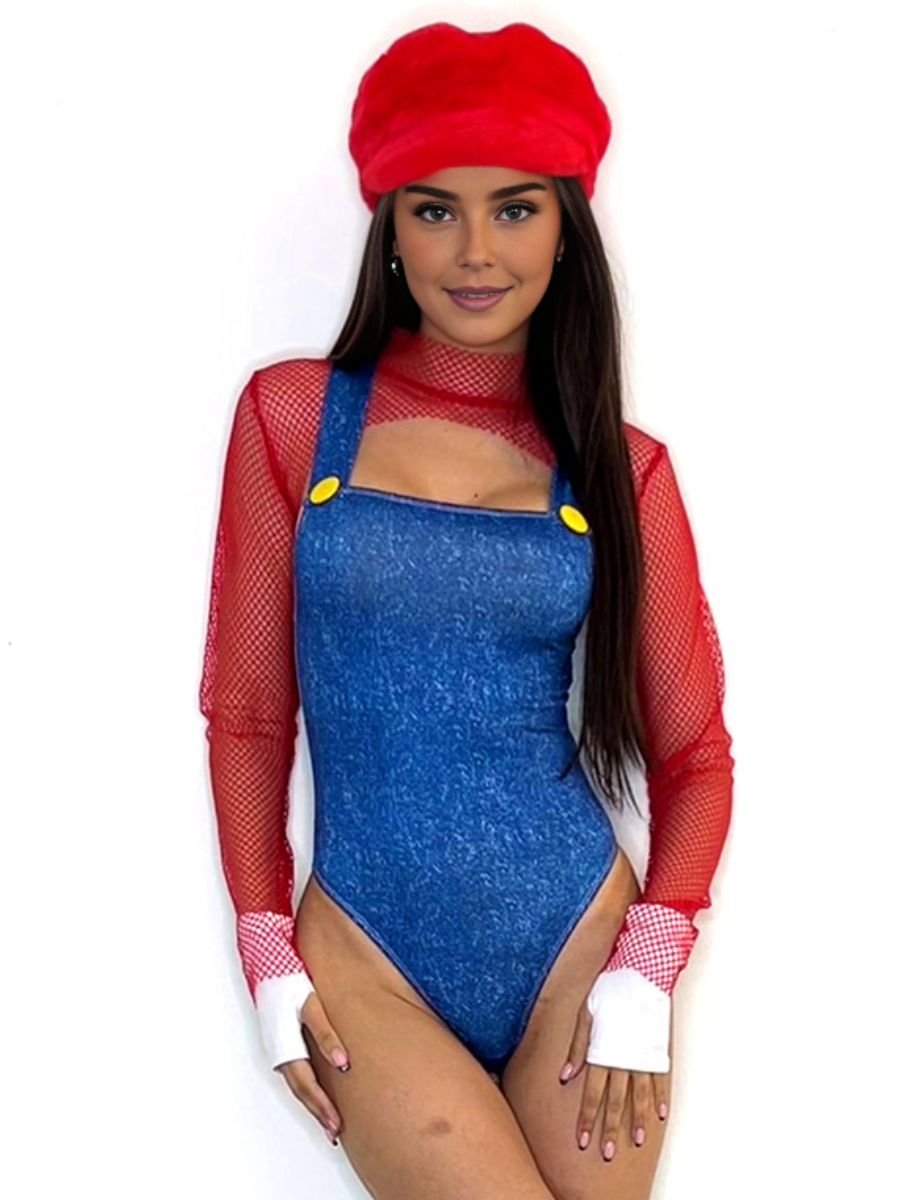 Anime Plumber Bodysuit Lingerie Set