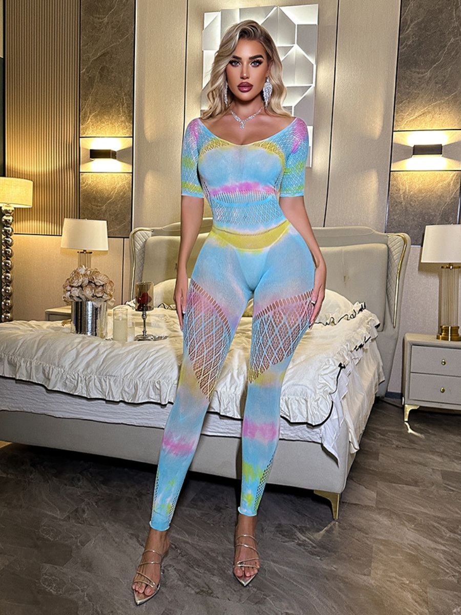Tie Dye Mesh Fishnet Bodystocking