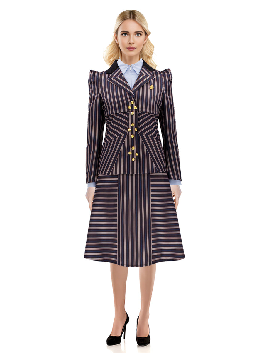 Brown Striped Witch Blazer and Dress Set