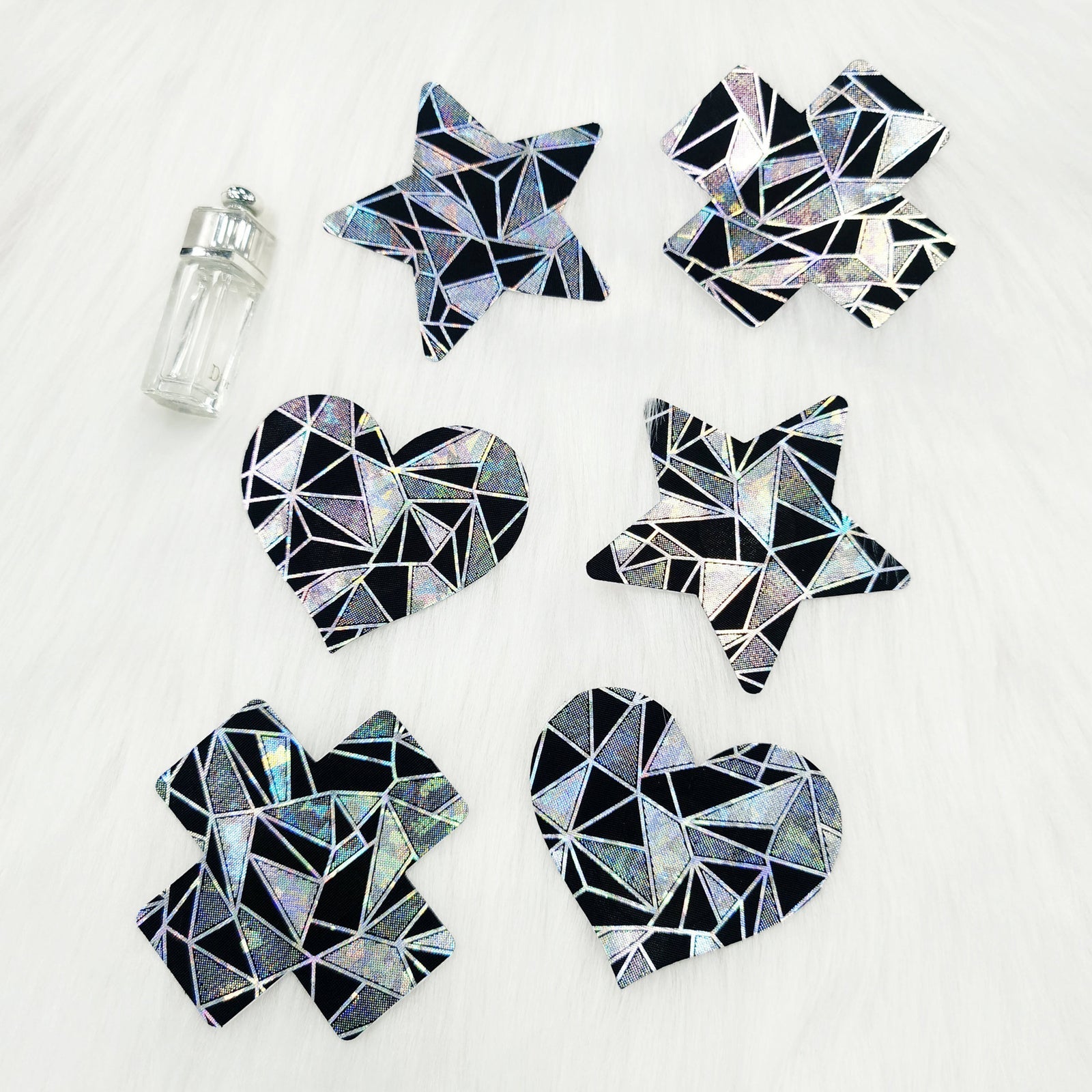 Yomorio 3 Pack Black Reflective Pasties Geometric Nippe Covers Pasties