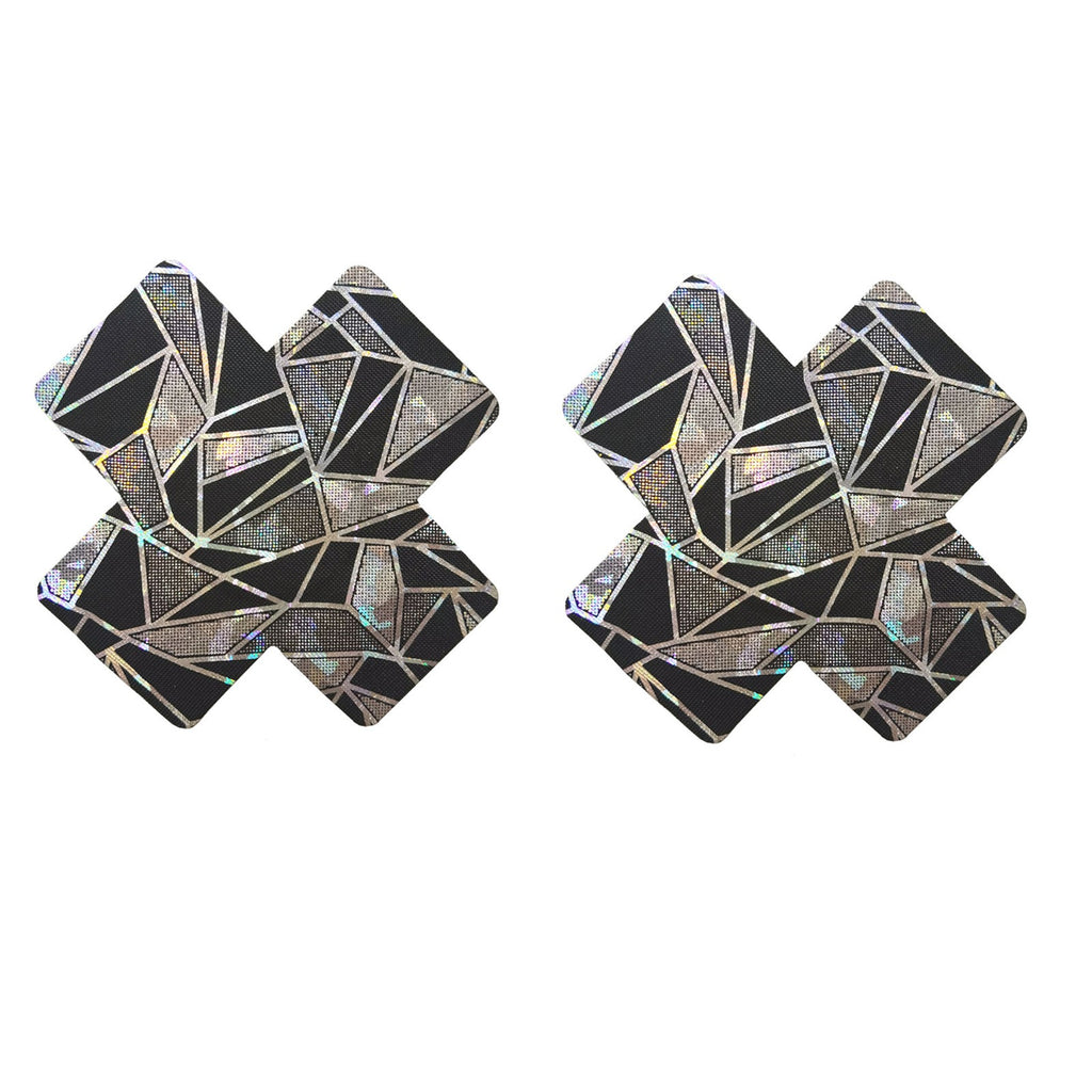Yomorio 3 Pack Black Reflective Pasties Geometric Nippe Covers Pasties