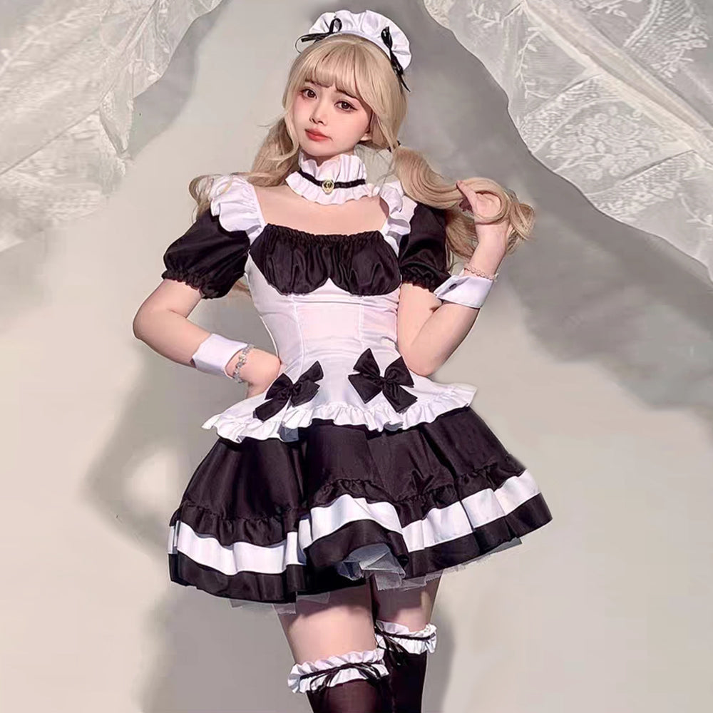 Yomorio Anime Maid Cosplay Costume Gothic Lolita Outfits 7 Pieces Adult Maid Halloween Uniform