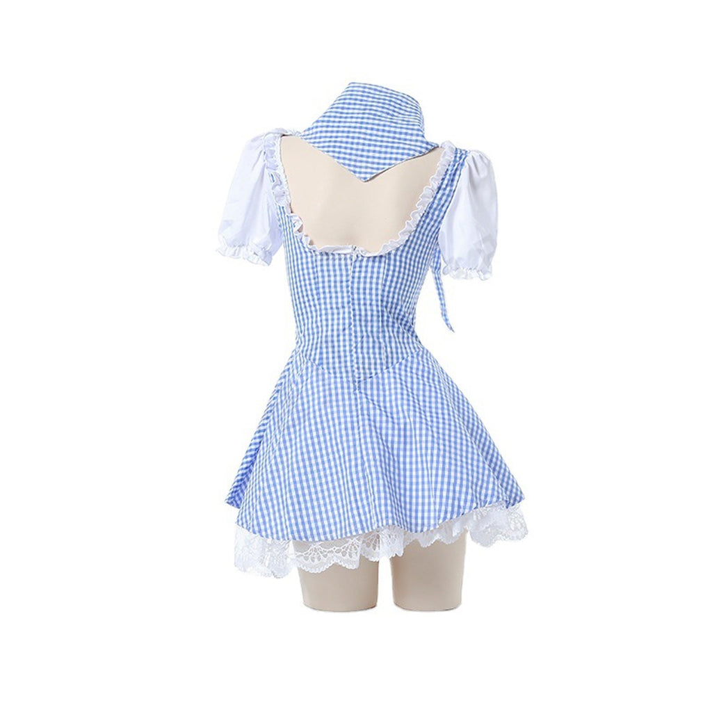 Yomorio Japanese Maid Costume Anime Cosplay Outfit Adult Plaid Maid Dress