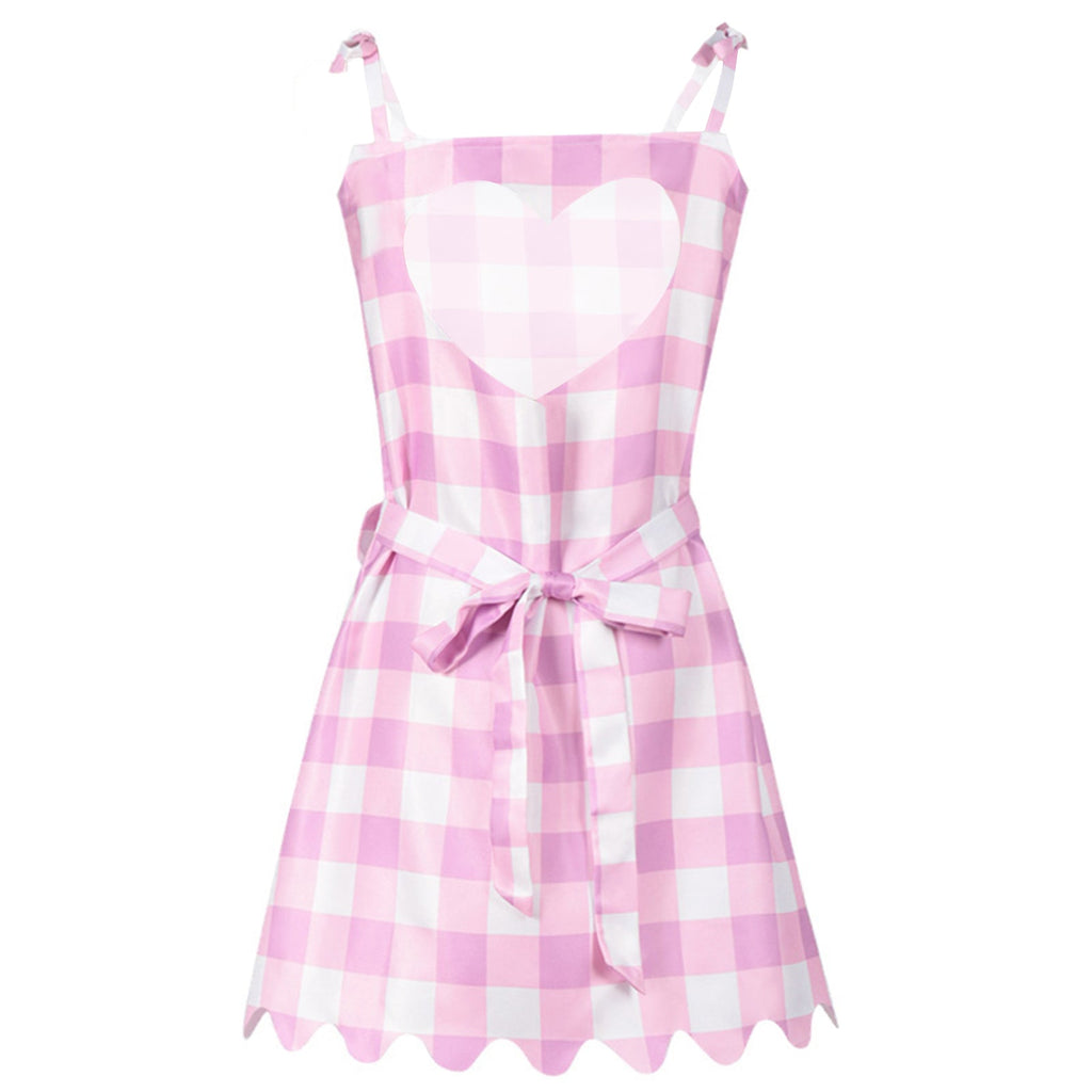 Pink Gingham Dress with Accessories