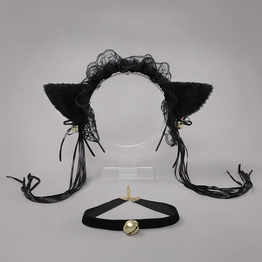 Yomorio Neko Girl Headband and Choker Lace Cat Ears Headpiece 2 Piece Cat Cosplay Accessories
