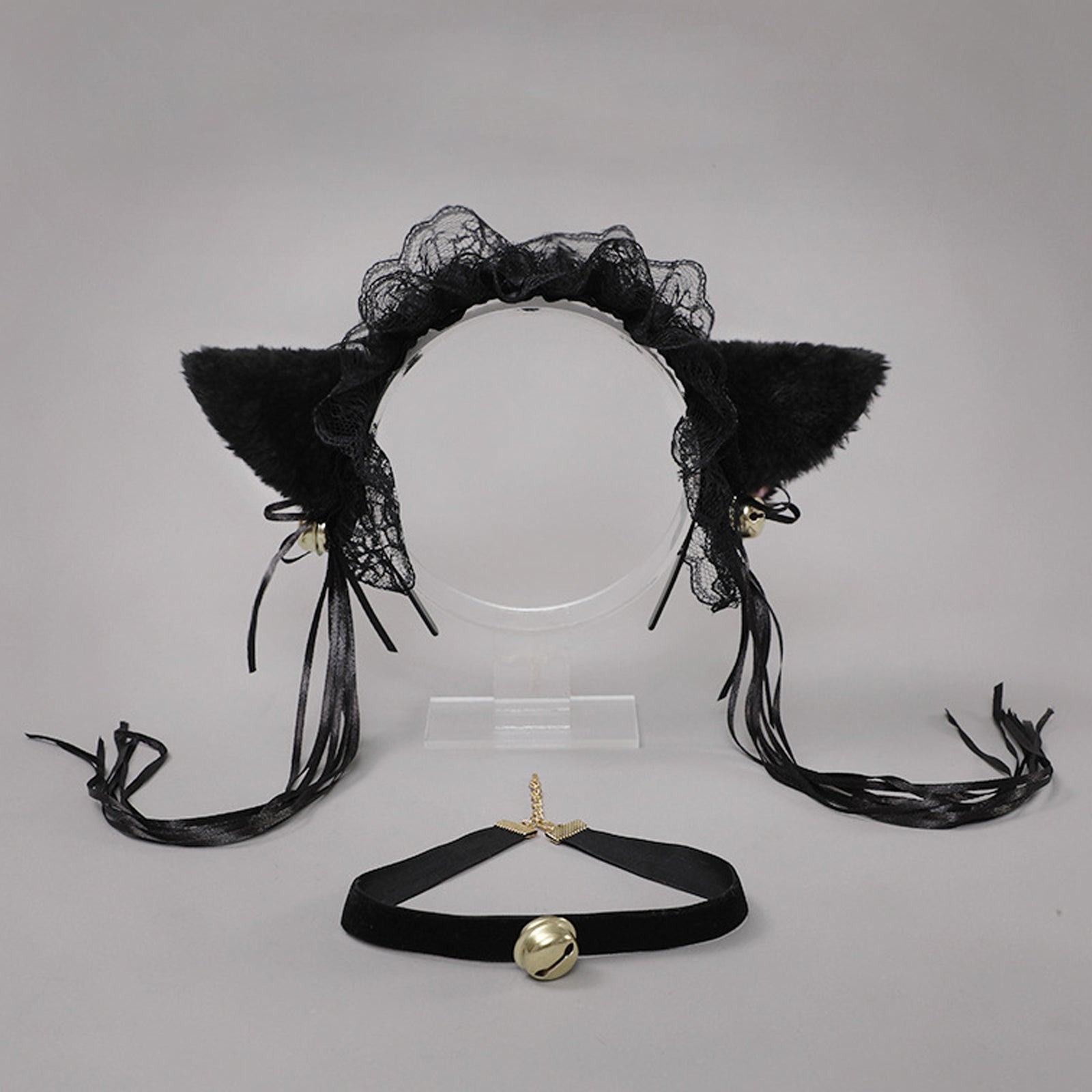 Yomorio Neko Girl Headband and Choker Lace Cat Ears Headpiece 2 Piece Cat Cosplay Accessories