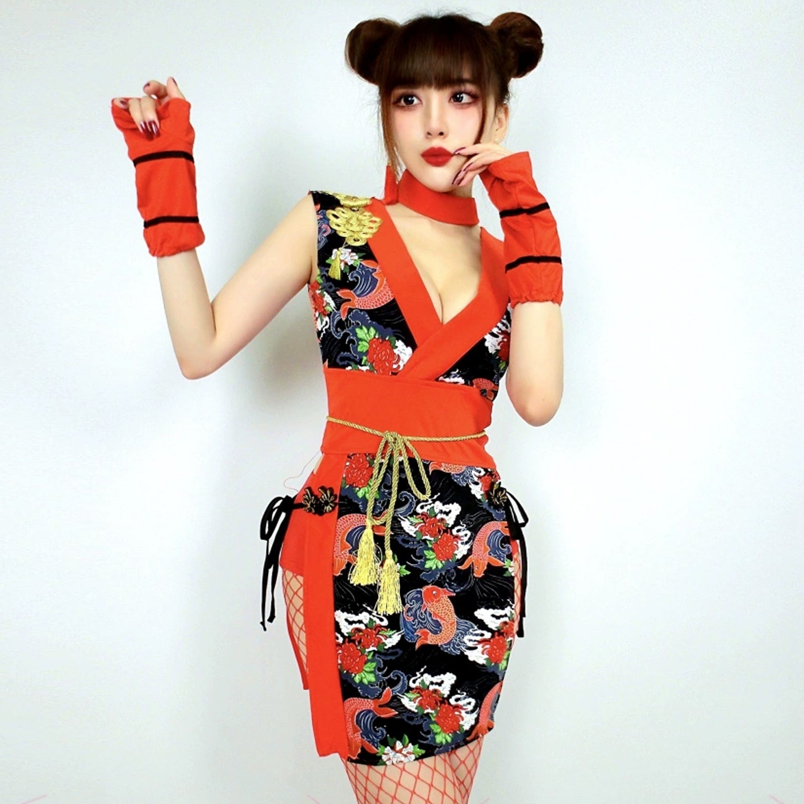 Yomorio Sexy Kimono Dress Japanese Anime Cosplay Costume Side Slit Asian Lingerie Dress